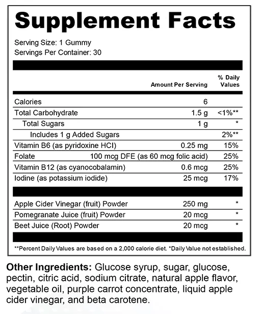 Value Terrace 2 Apple Cider Vinegar Gummies ingredients