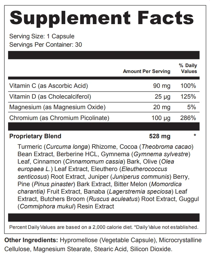 Value Terrace 3 Blood Sugar Support ingredients